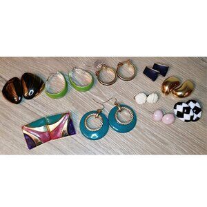VINTAGE 80's 90's party earrings bundle statement casual clip on pierced lot 10.